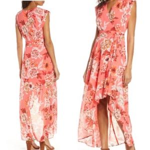 Eliza J - Surplice High/Low Chiffon Maxi dress